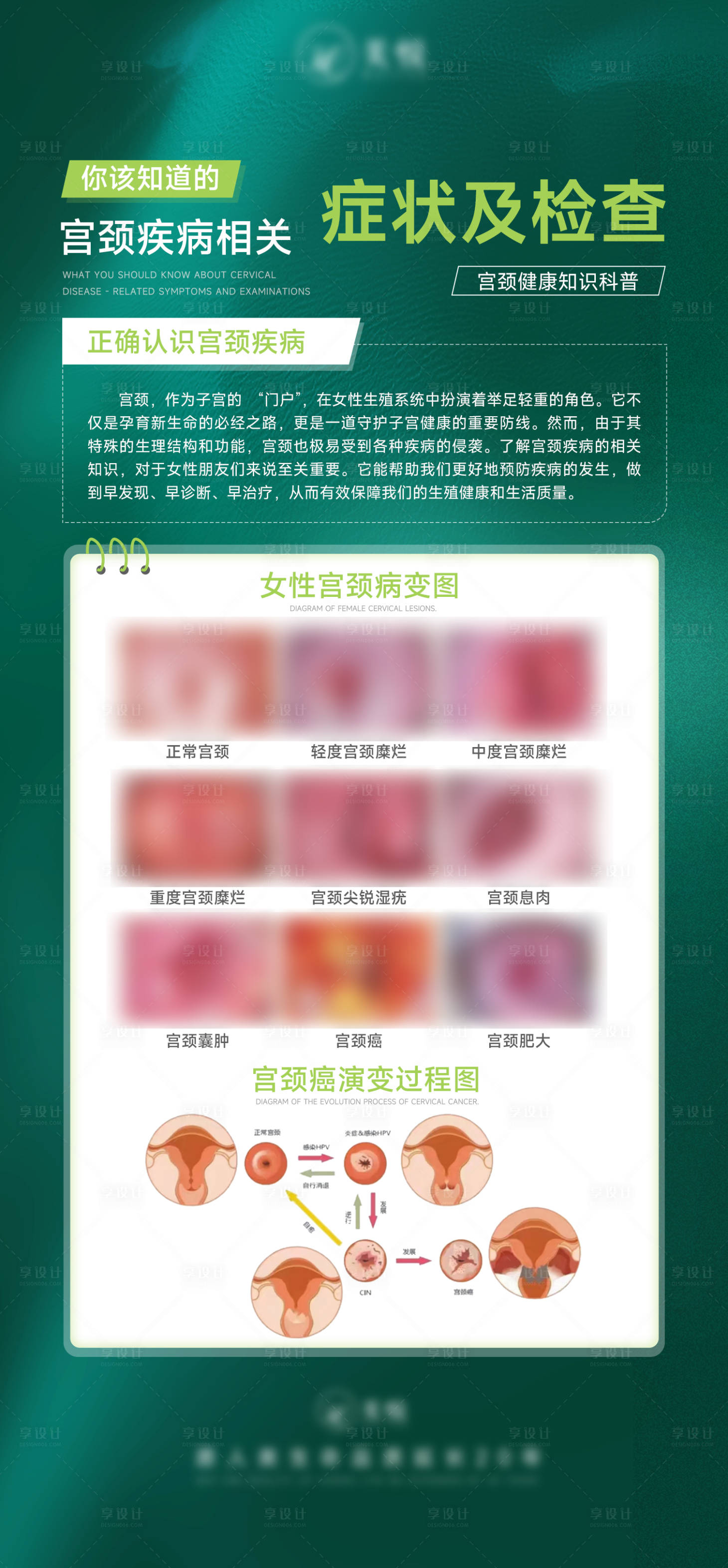 源文件下载【享设计】搜索编号：42110027937157559【宫颈疾病相关症状海报】