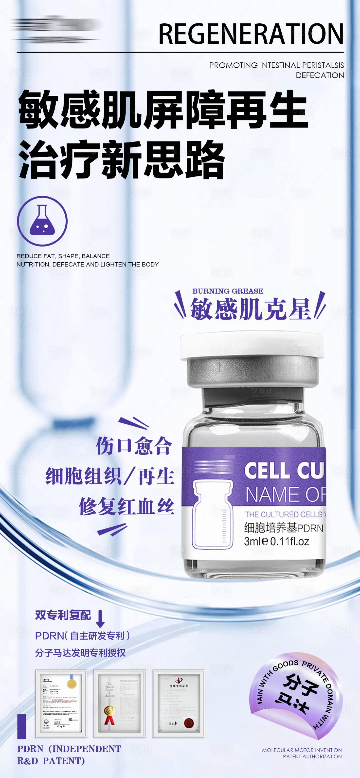 源文件下载【享设计】搜索编号：88160027907218865【敏感肌屏障再生治疗新思路海报】