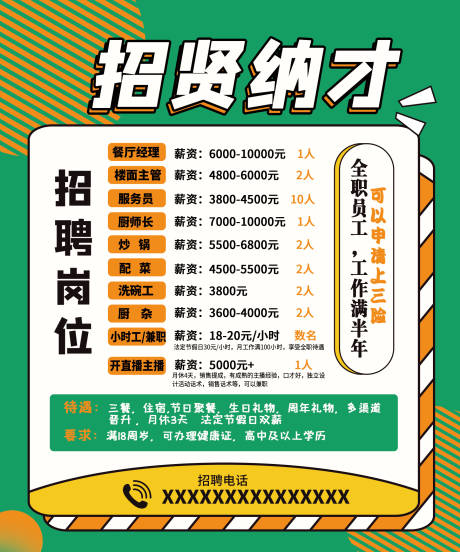 源文件下载【餐饮招聘宣传海报】编号：36020028004064384
