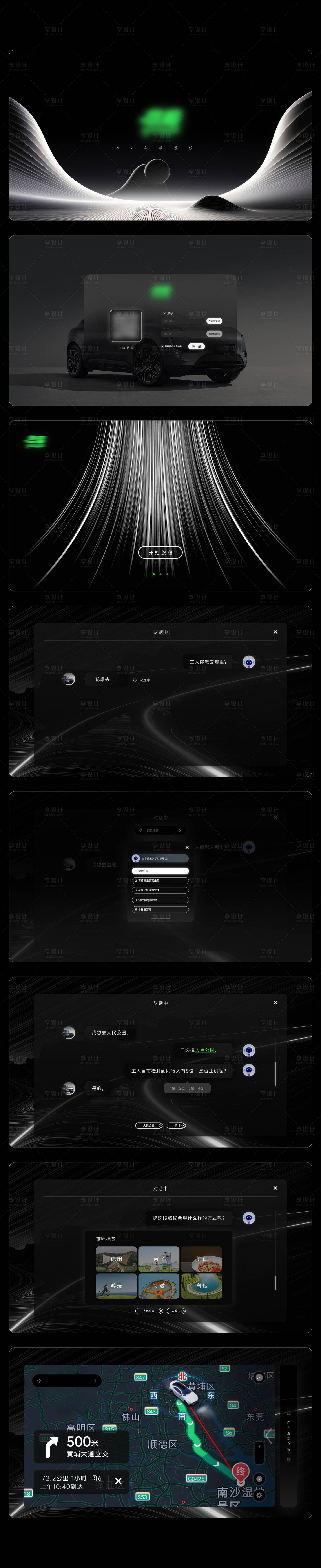 源文件下載【享設計】搜索編號：44950028013146683【深色簡約科技車機交互UI設計】