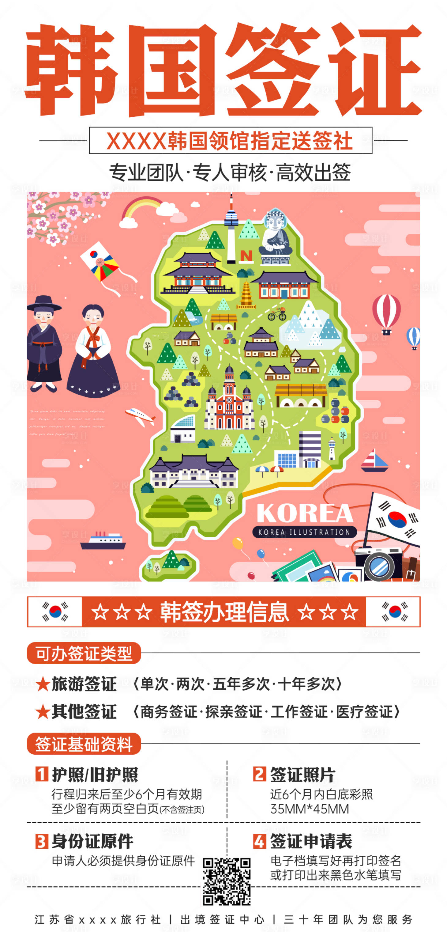源文件下載【享設計】搜索編號：23960028383394643【韓國簽證海報】