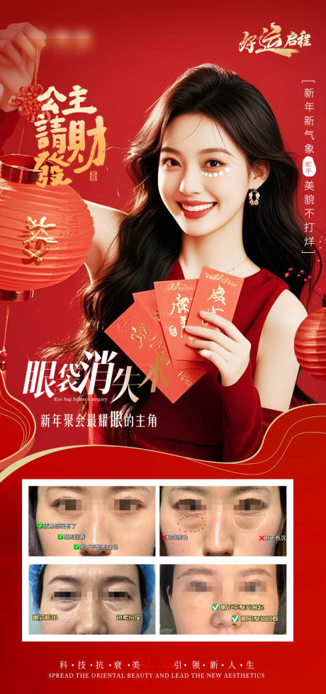 医美新年眼周年轻化抗衰对比海报