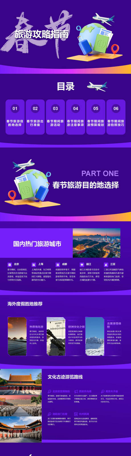 春节期间旅游攻略PPT