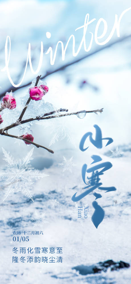 源文件下载【小寒节气海报】编号：95010028198173696