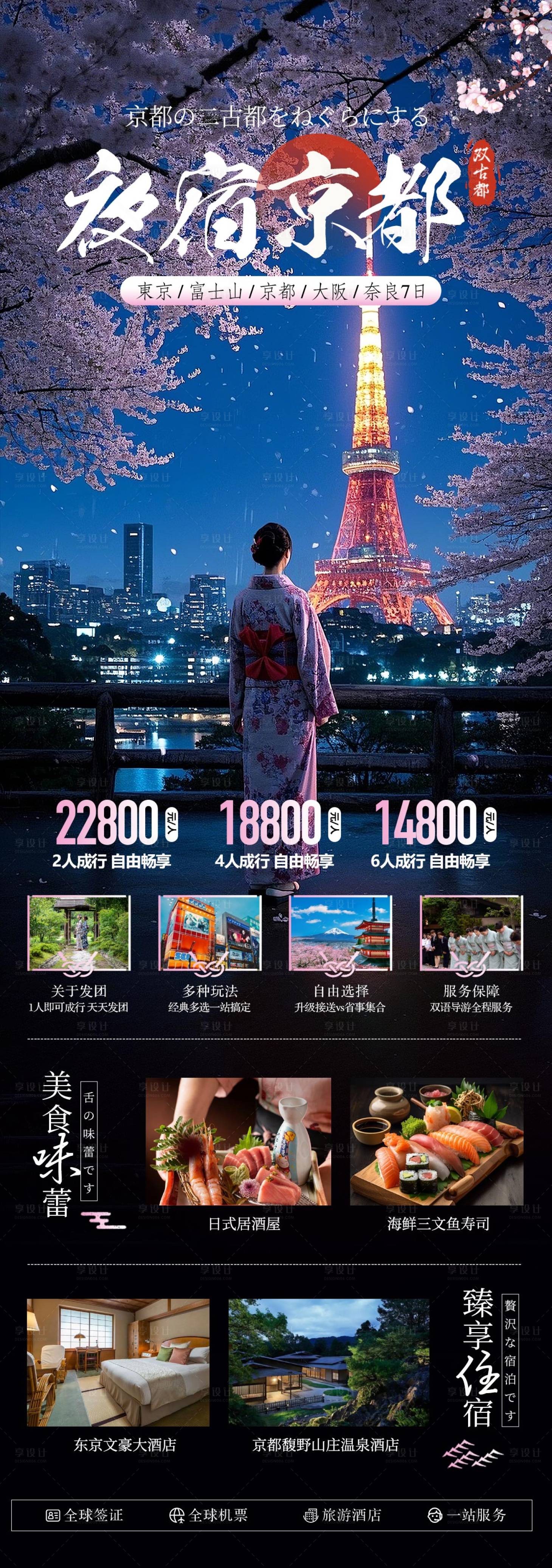 源文件下载【夜宿京都日本旅游海报】编号：71740028296687047