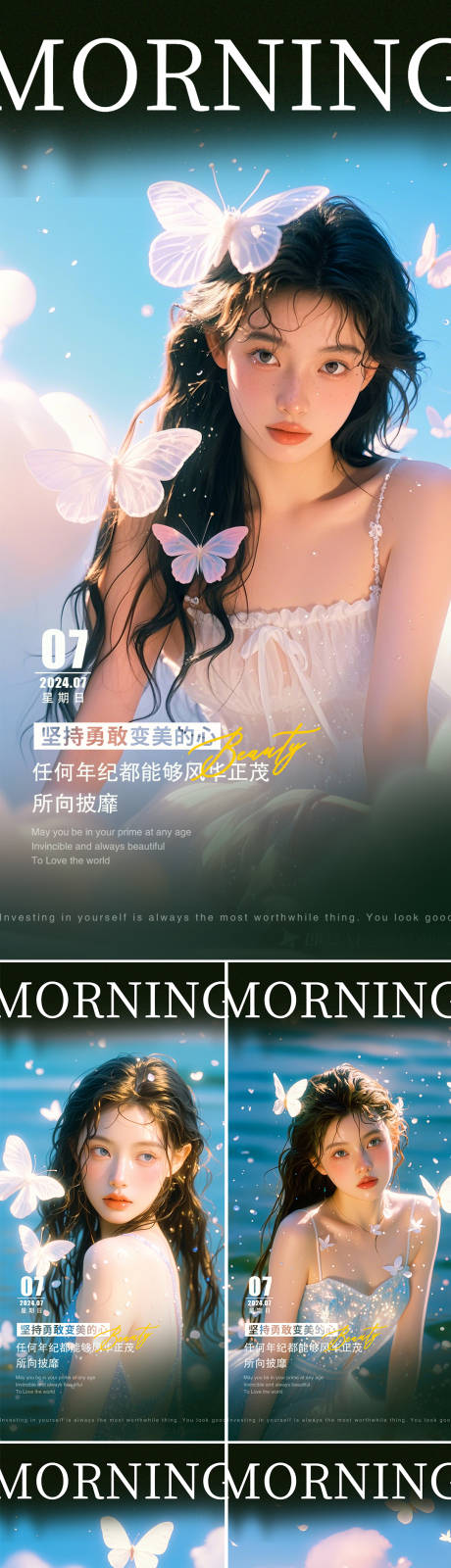 源文件下载【享设计】搜索编号：74030028231572030【医美早安日签蝴蝶海报】