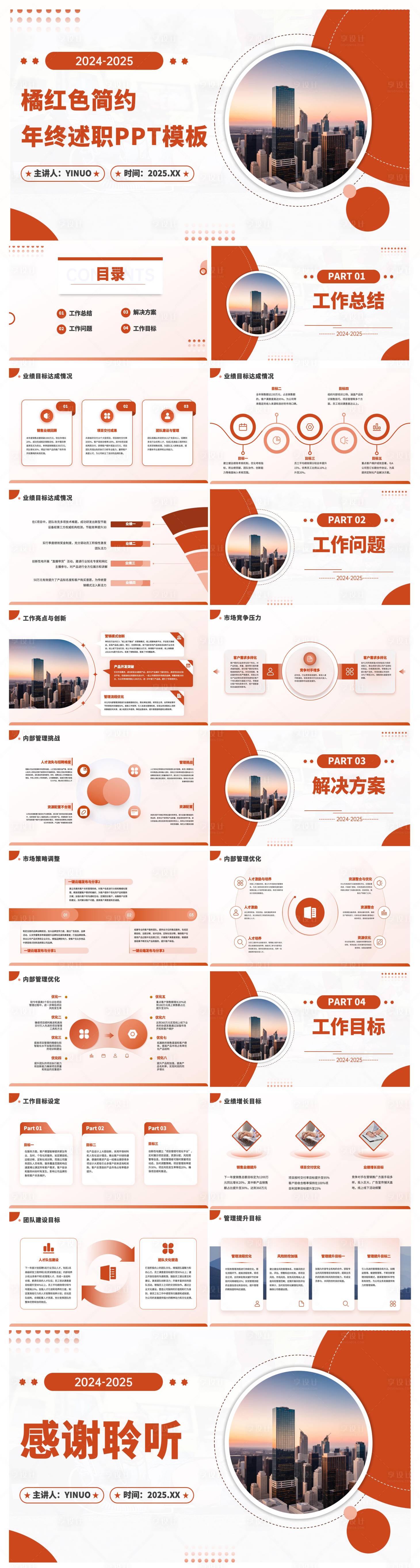 源文件下載【享設(shè)計(jì)】搜索編號(hào)：34270028297856774【橘紅色年終總結(jié)述職報(bào)告PPT】