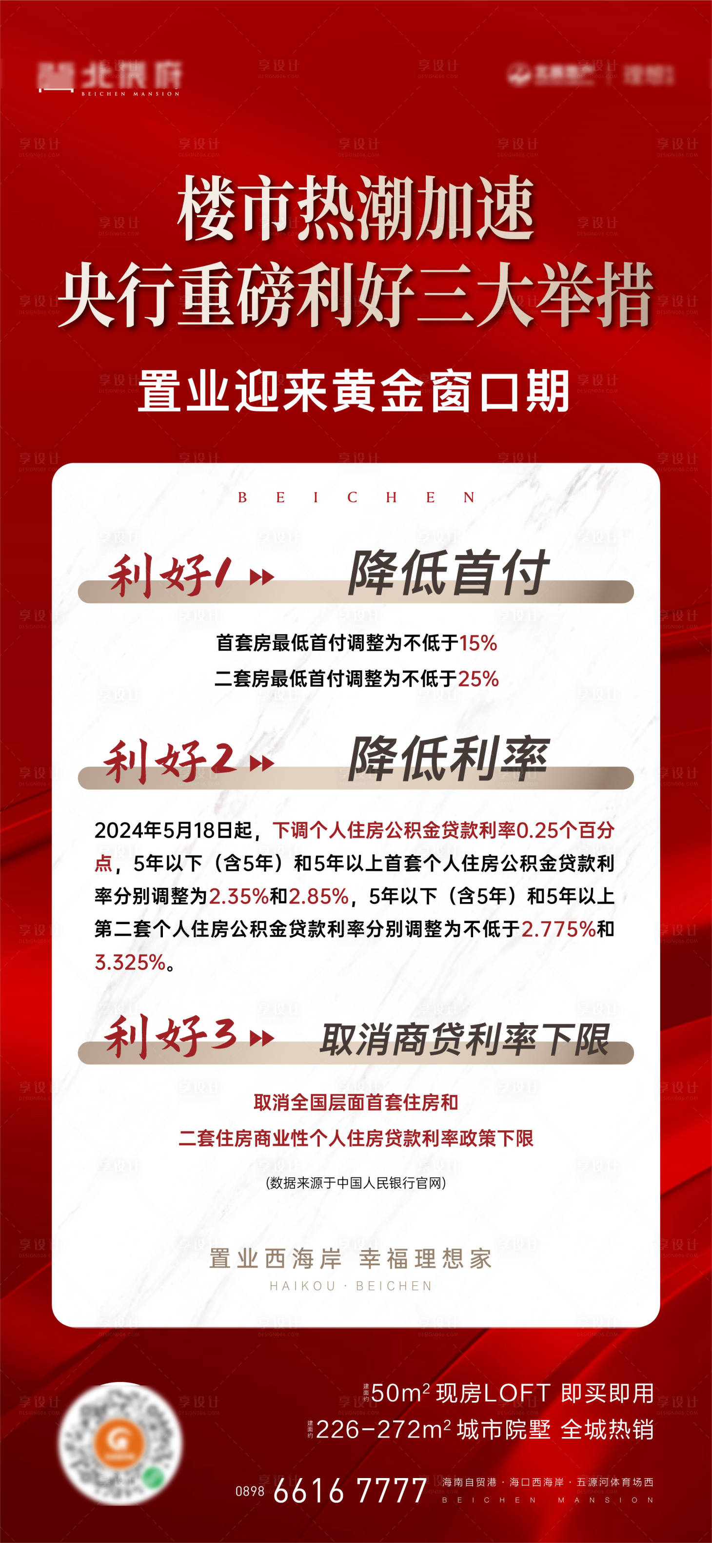 源文件下載【享設計】搜索編號：37760028352113839【地產政策利好刷屏海報】
