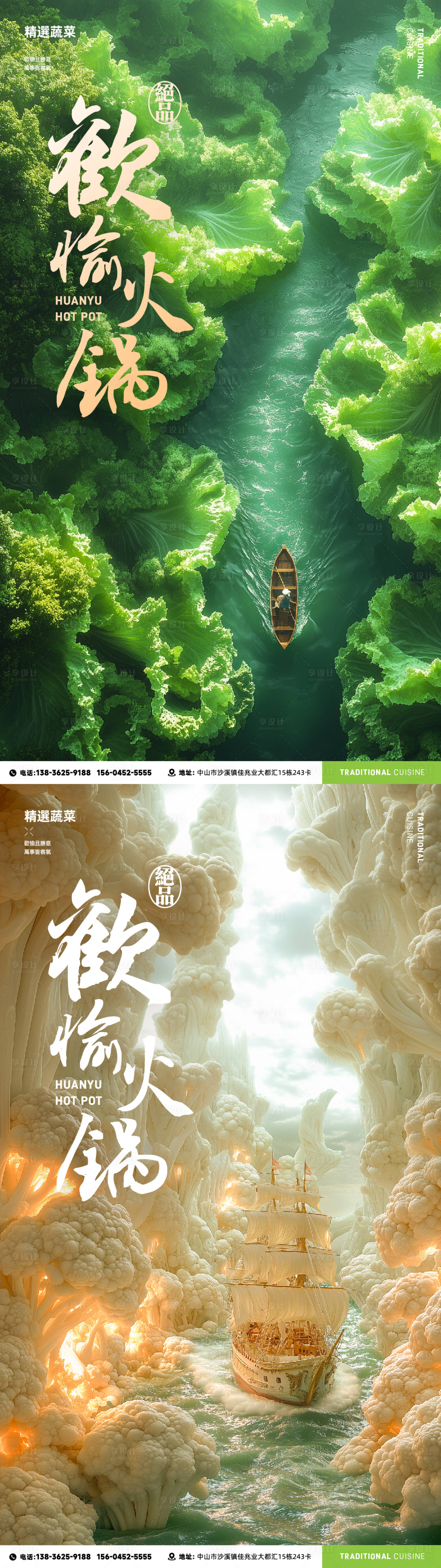 源文件下载【享设计】搜索编号：87790028195288705【餐饮超现实蔬菜宣传海报】
