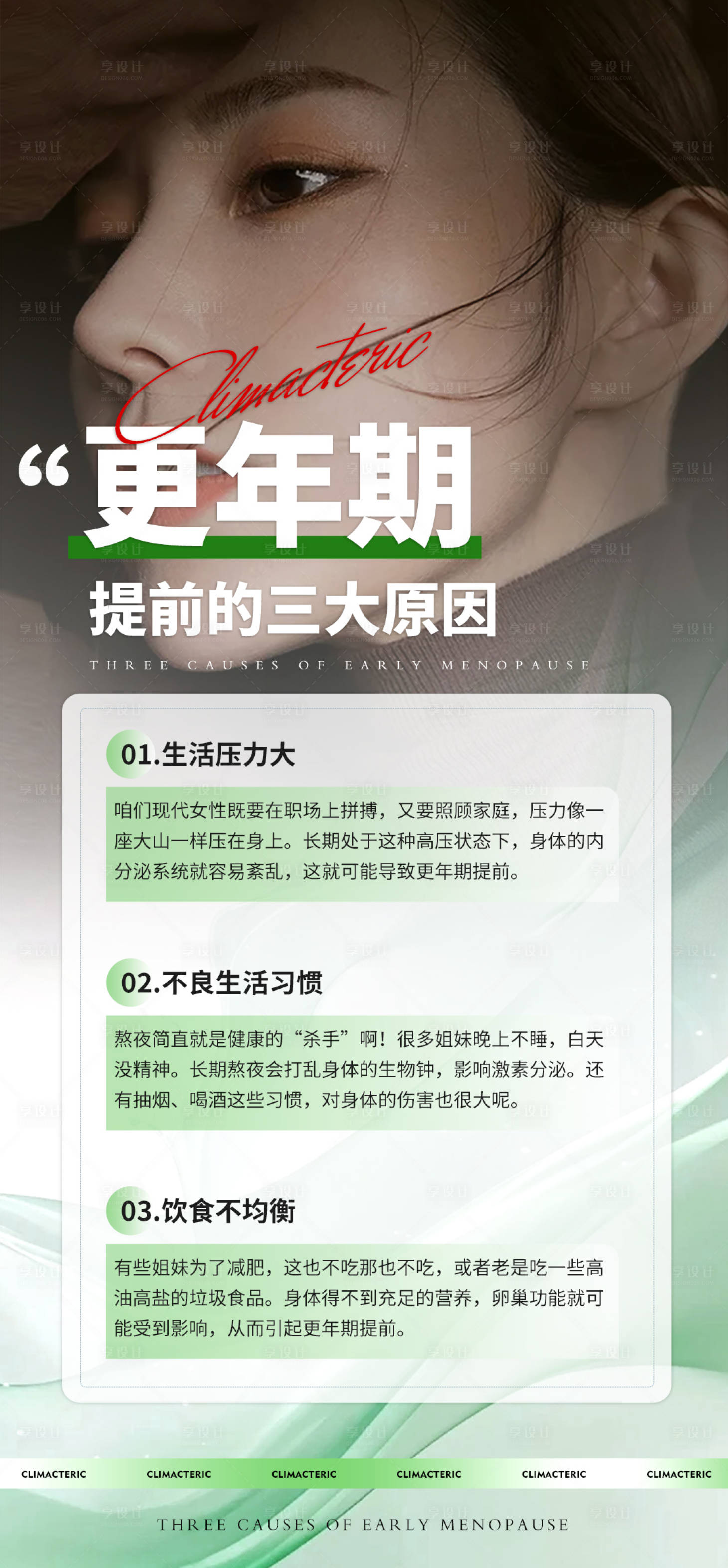 源文件下载【享设计】搜索编号：76590028258388152【女性健康更年期提前科普海报】