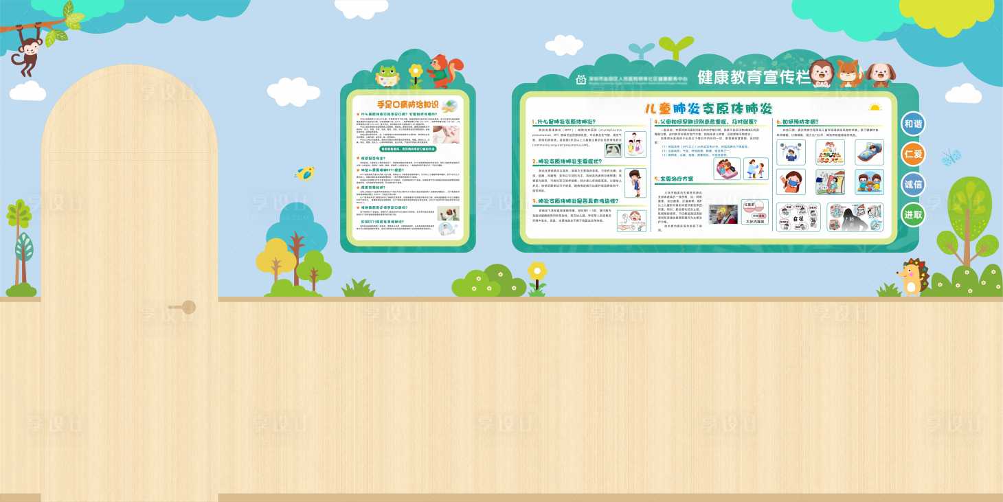 源文件下载【享设计】搜索编号：48460028477589649【社康儿保科文化墙】