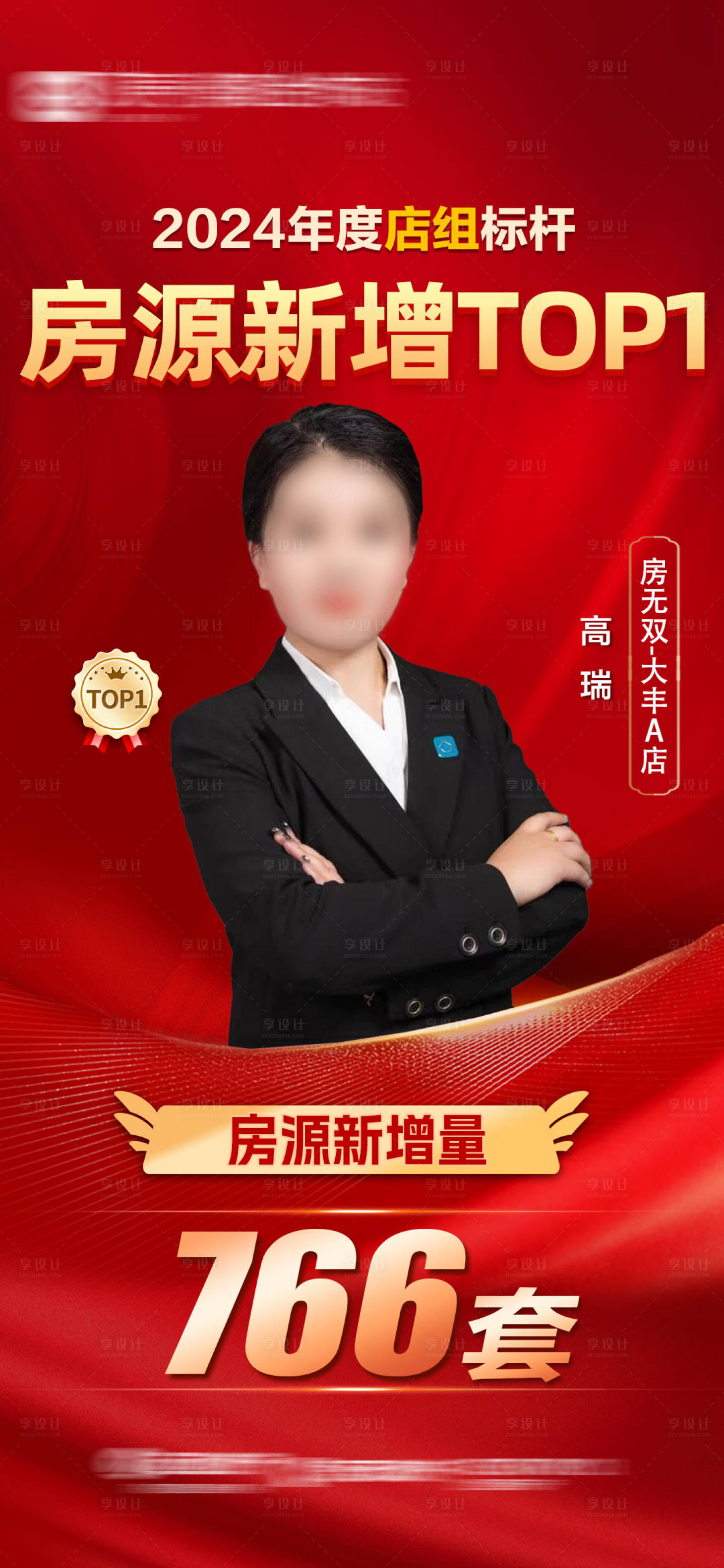 源文件下载【享设计】搜索编号：70970028312486230【地产人物销冠喜报标杆海报】