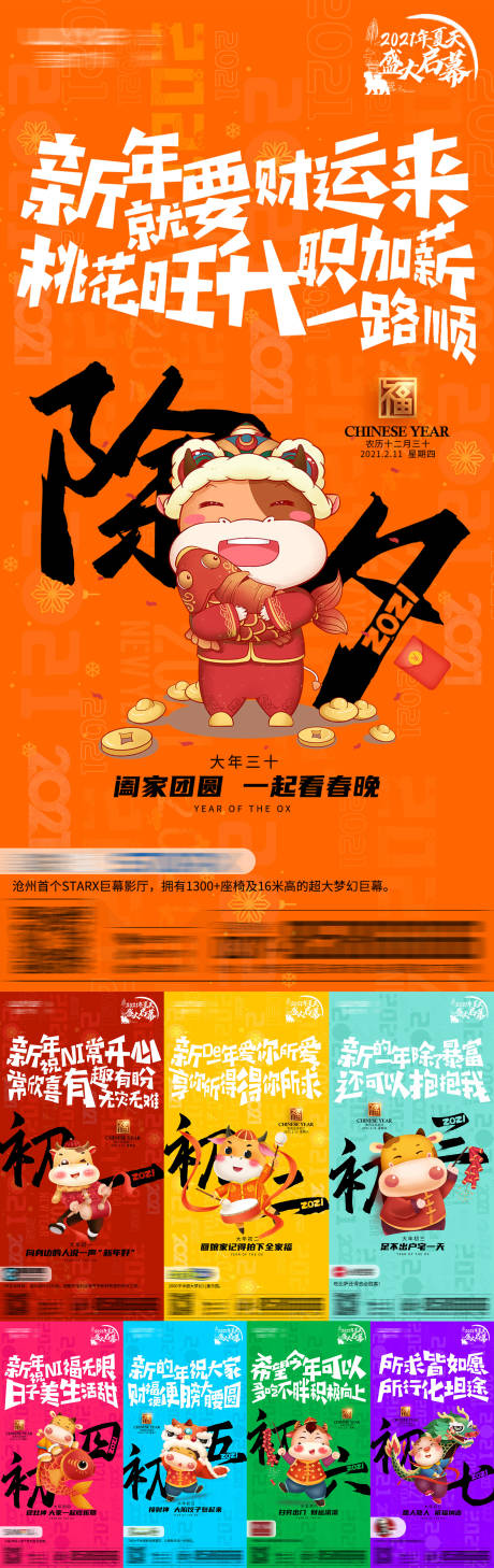 春节除夕年俗系列海报