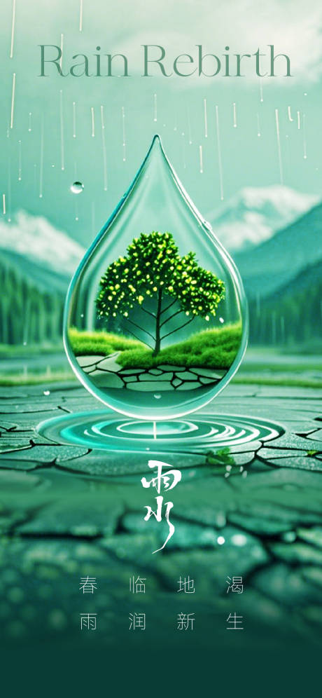 源文件下载【雨水创意海报】编号：83730028836033258