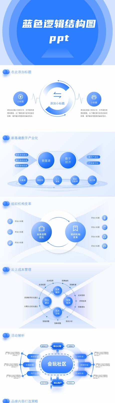 源文件下载【蓝色逻辑结构图ppt】编号：47240028603474890