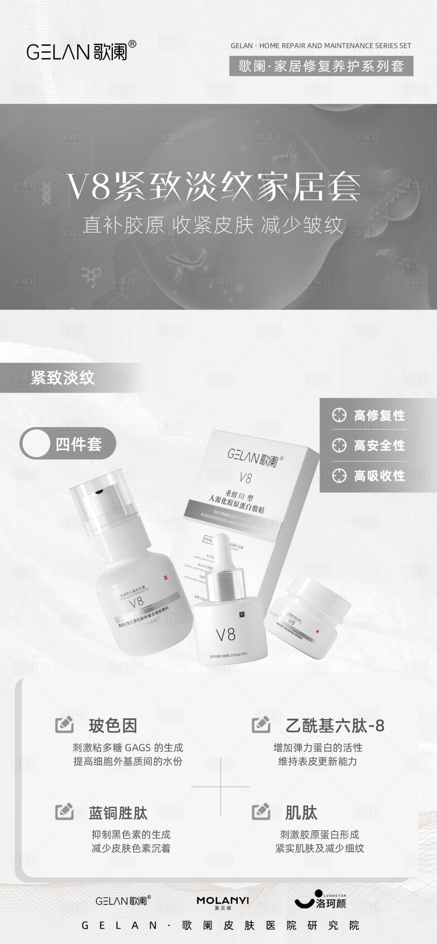 源文件下載【享設(shè)計】搜索編號：50060028683969650【醫(yī)美護膚品組圖海報】