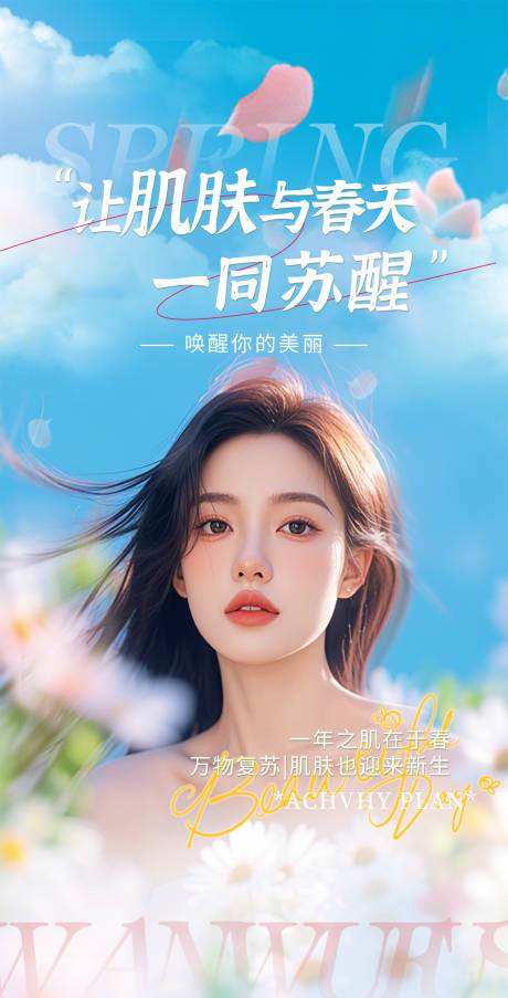 源文件下载【享设计】搜索编号：26510028878979326【浪漫春季焕肤美业海报】