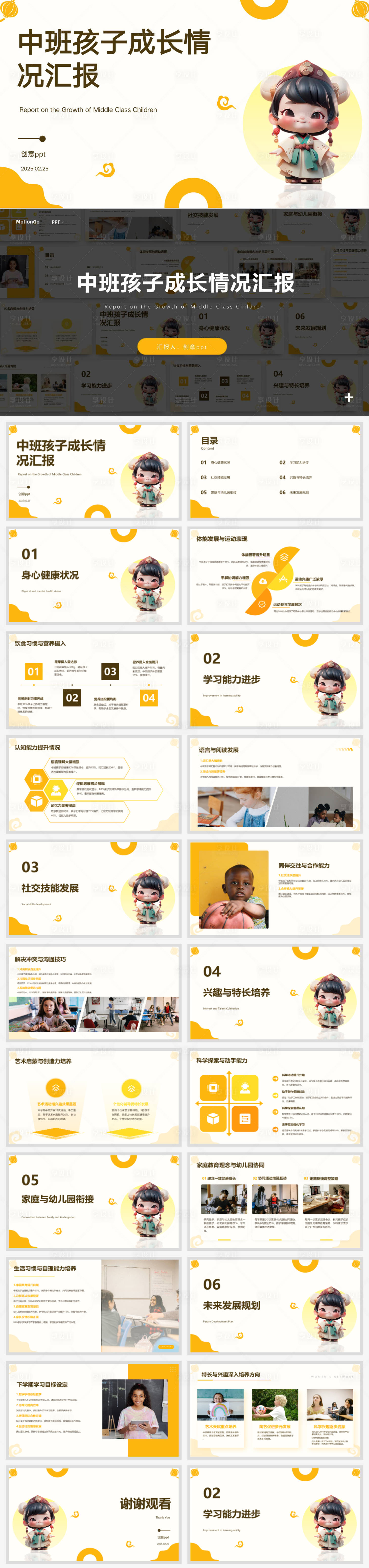 源文件下载【中班孩子成长情况汇报ppt设计】编号：39450029001788783