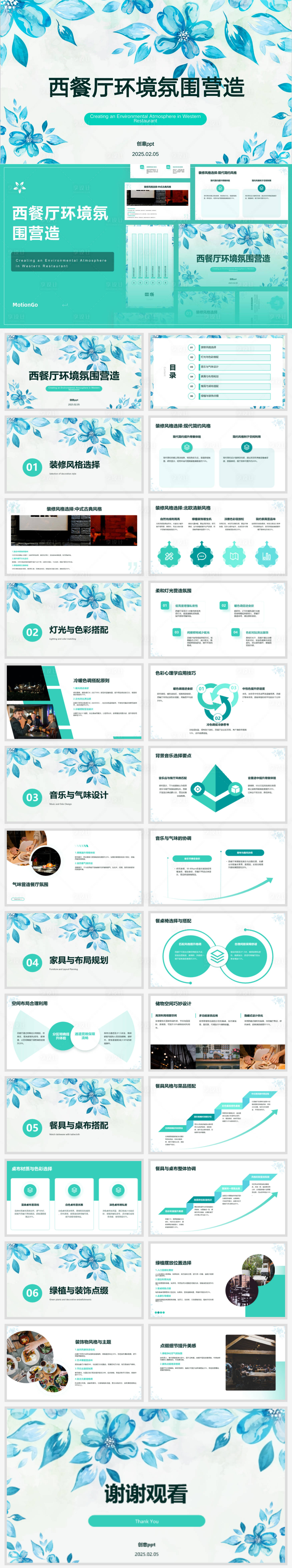 源文件下载【享设计】搜索编号：87690028604425234【西餐厅环境氛围营造ppt汇报】