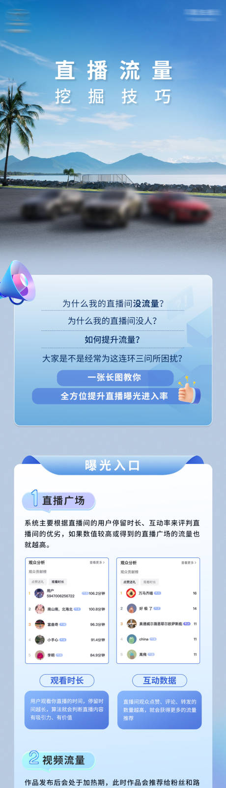 源文件下载【享设计】搜索编号：30480028929365244【汽车短视频直播流量技巧长图海报】