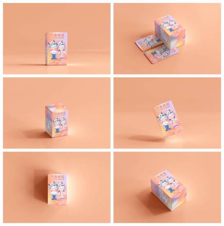 樱花粉立体方盒盲盒包装样机