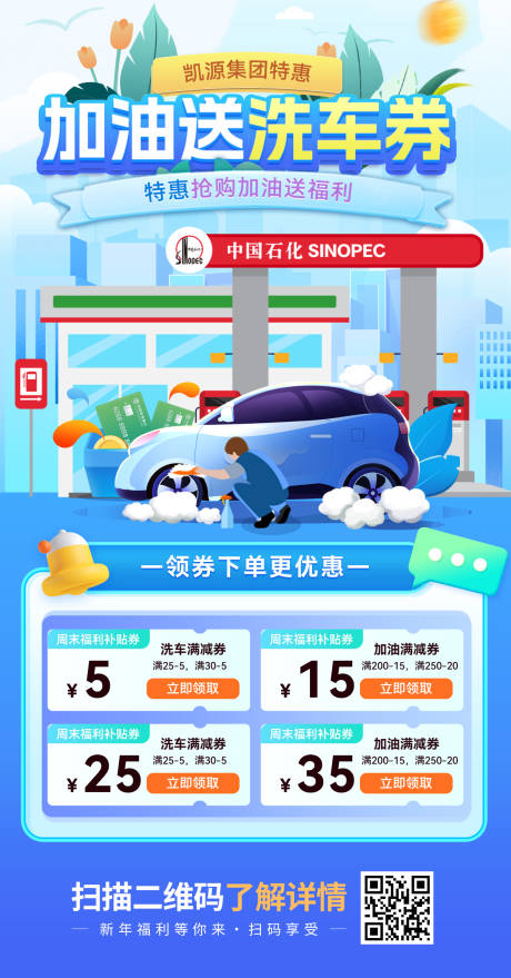 源文件下载【享设计】搜索编号：86680028992297465【春日加油站洗车券特惠福利优惠券海报】