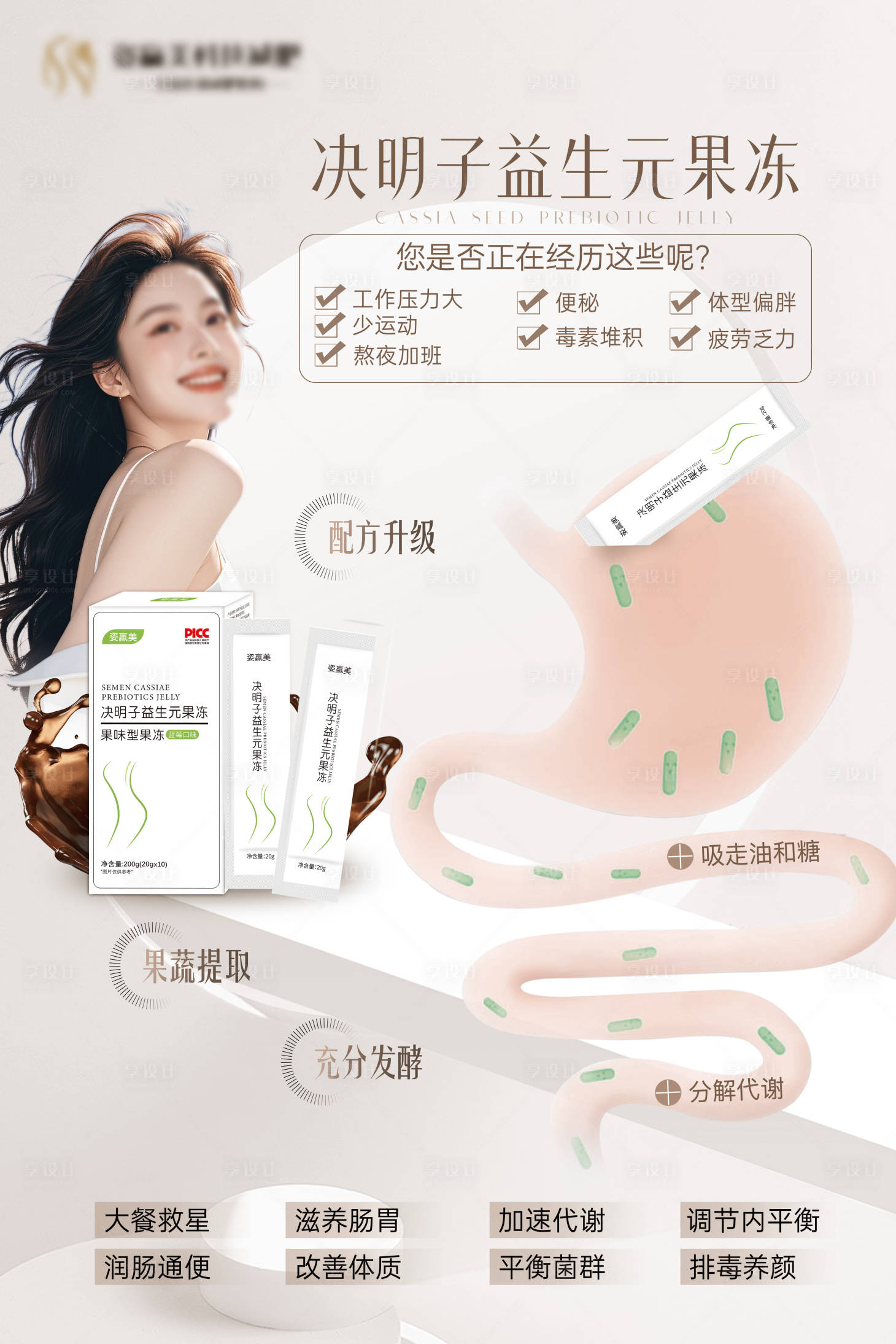 源文件下载【瘦身减脂减肥益生元果冻产品海报】编号：45800028782852813