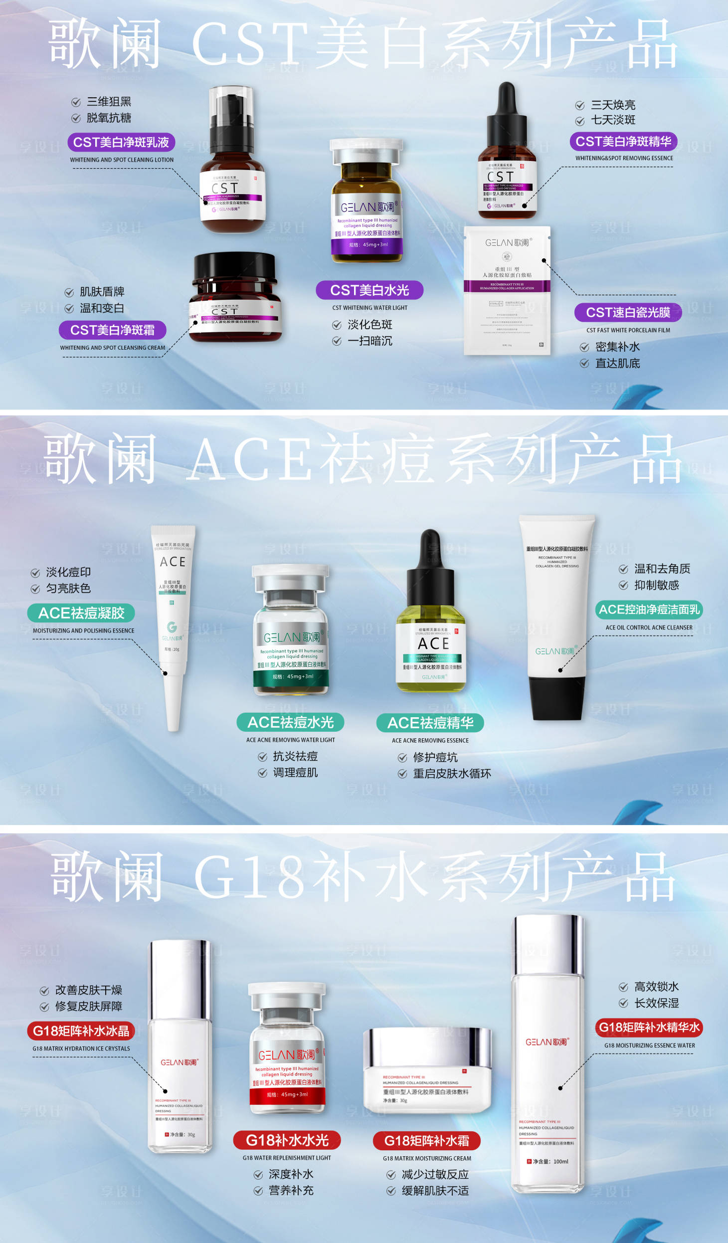 源文件下载【享设计】搜索编号：74900028727671808【医美水光产品家居套系列海报】