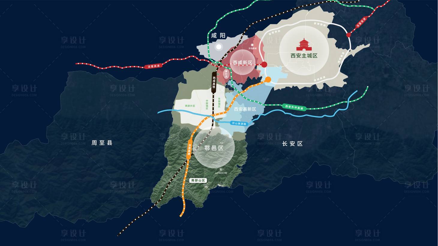 源文件下載【享設計】搜索編號：19310028615341739【西安鄠邑區(qū)位圖交通圖】