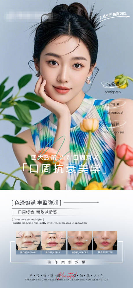 医美春夏口周抗衰宣传对比海报