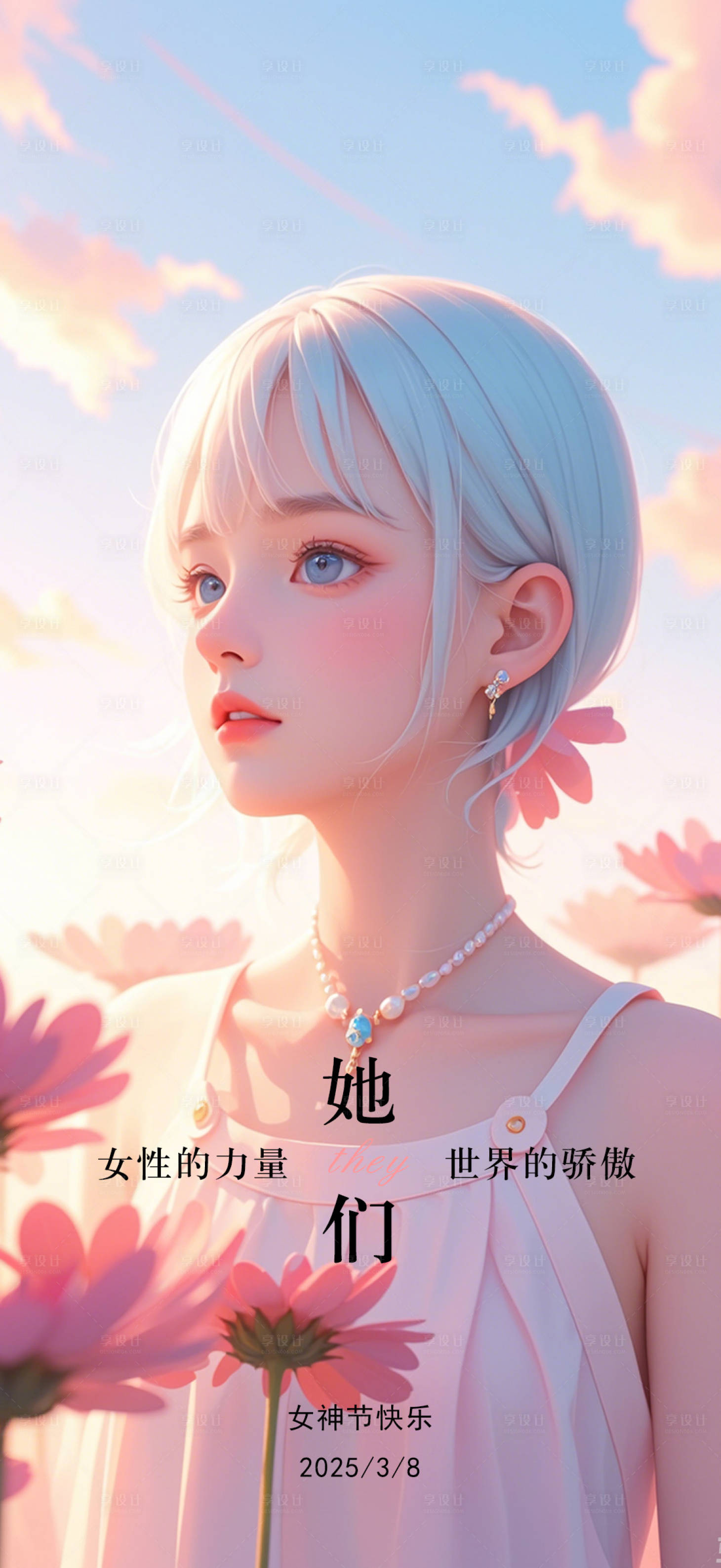 源文件下载【享设计】搜索编号：52250029092227795【三八女神节朋友圈海报】