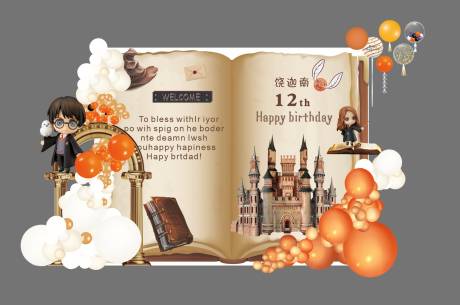 源文件下载【哈利波特主题生日派对布置】编号：28180028718964971