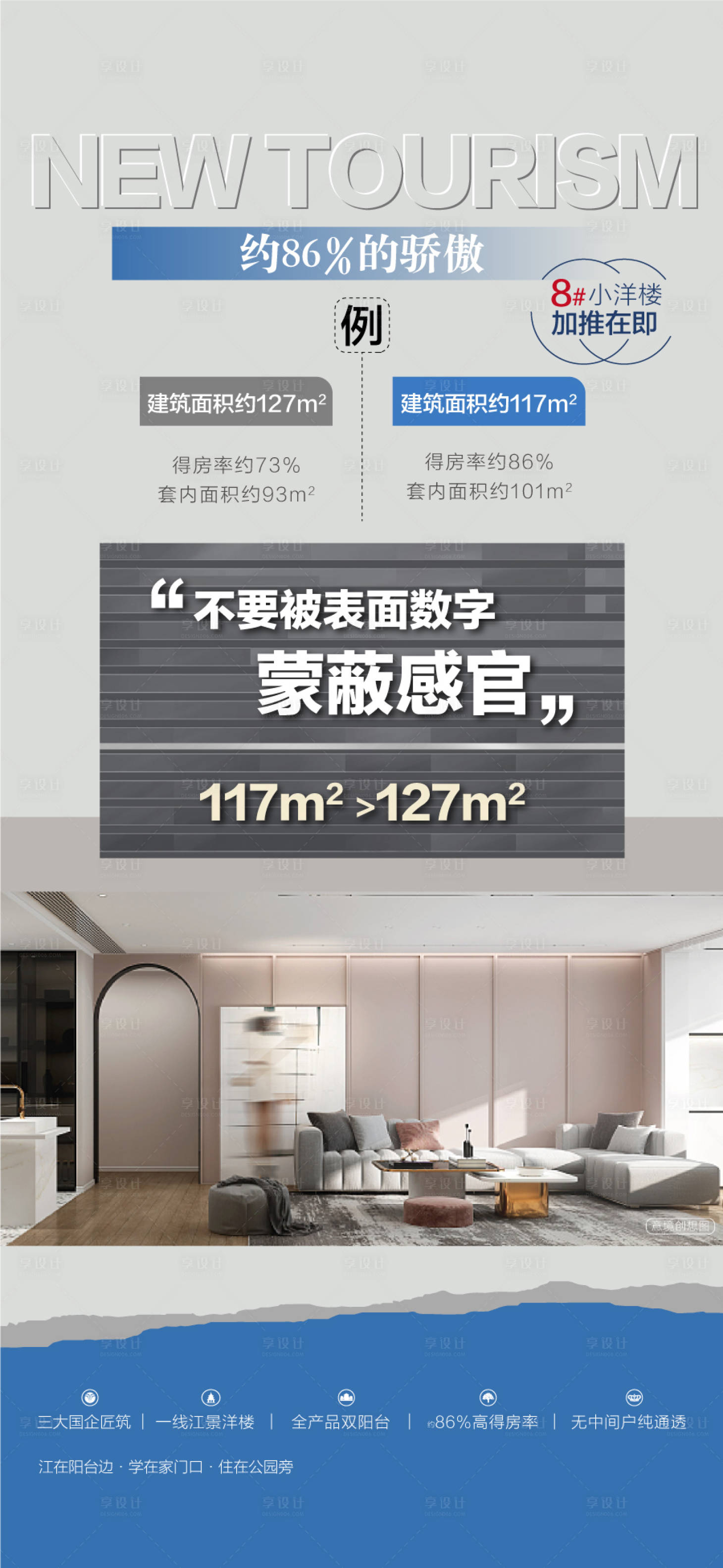 源文件下載【享設計】搜索編號：48250028701654269【一線江景洋樓雙陽臺超高得房率海報】
