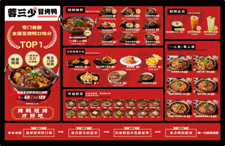冒烤鸭灯箱餐饮菜单