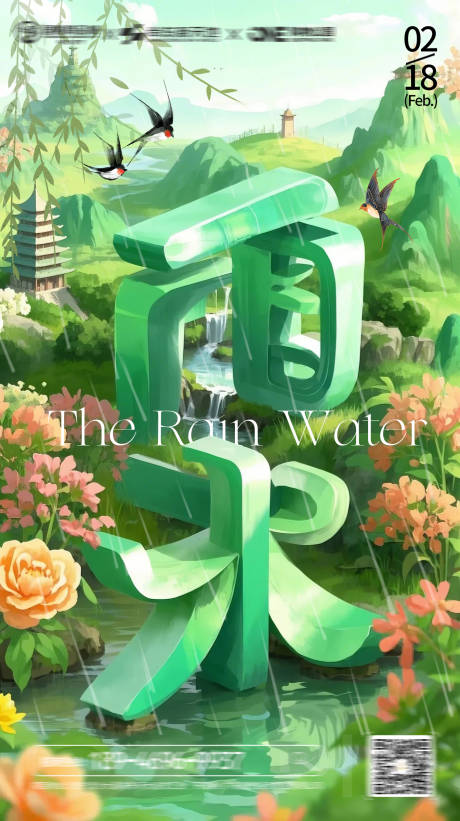 源文件下載【享設計】搜索編號：43950028918128938【立體雨水節氣海報】