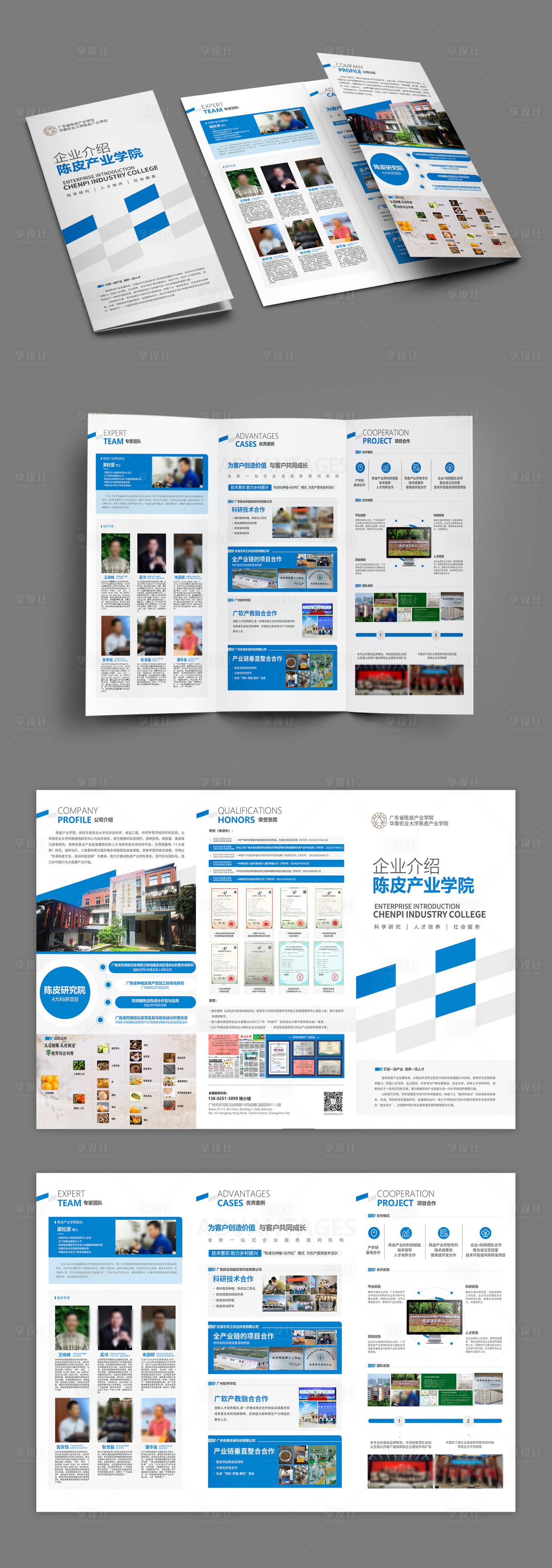 源文件下載【享設計】搜索編號：96860028920099124【陳皮研究院企業介紹三折頁】