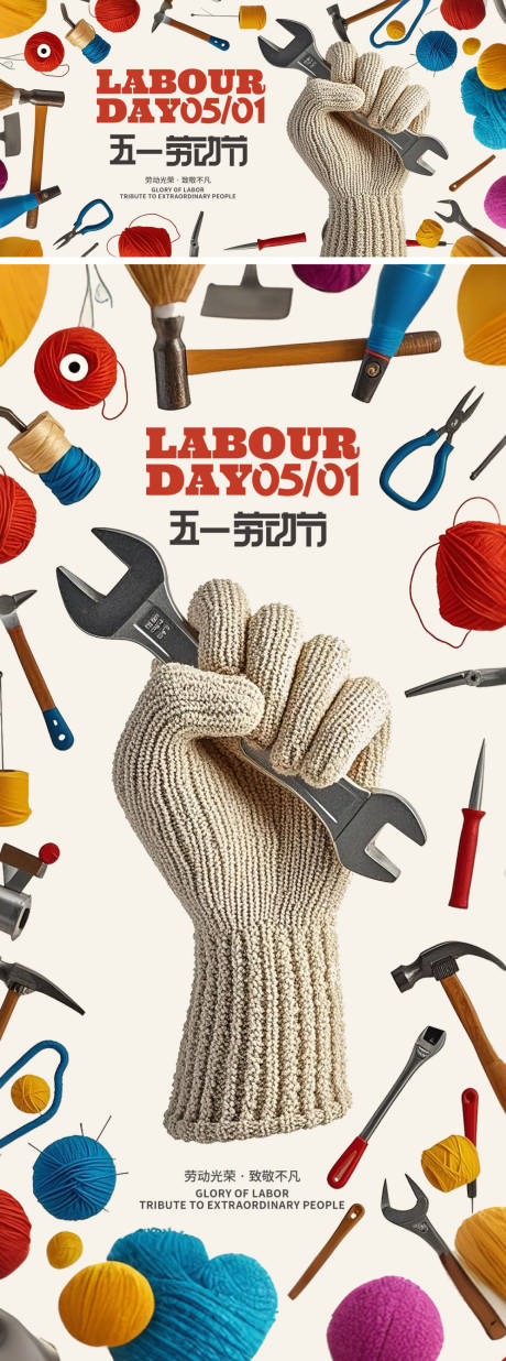 源文件下载【享设计】搜索编号：43460029058838485【51劳动节五一海报】