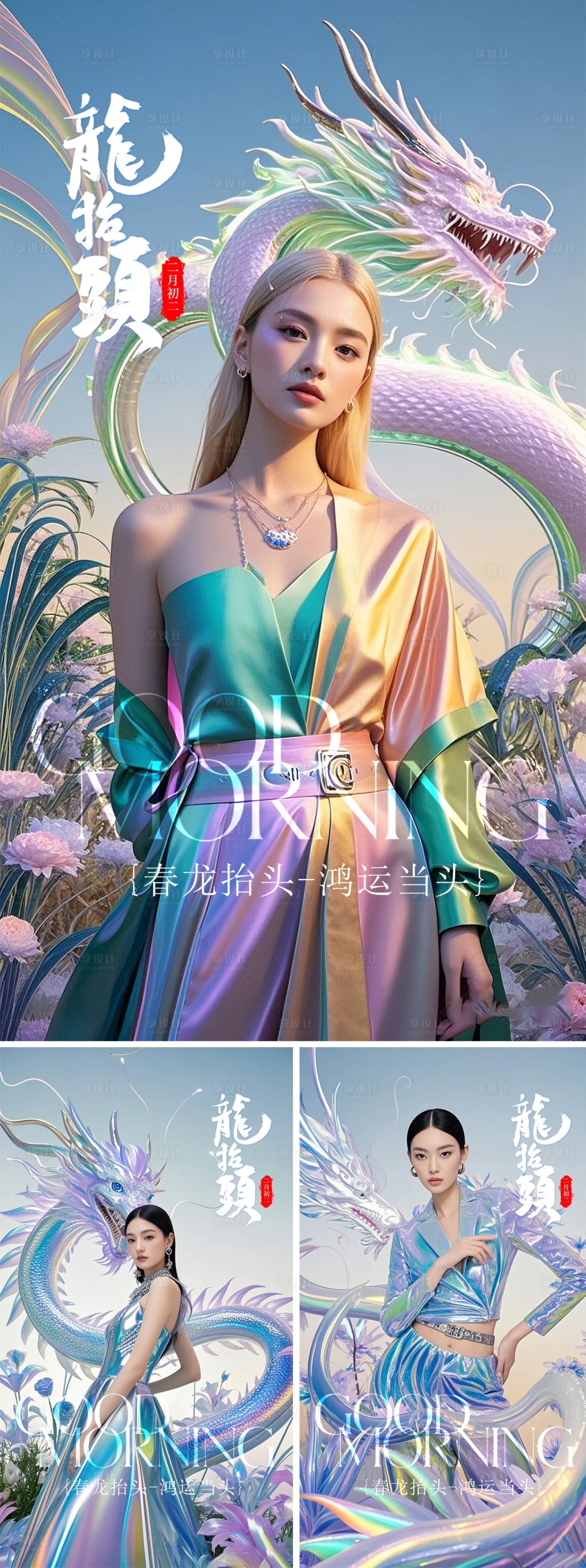 源文件下载【享设计】搜索编号：59420028912381784【龙抬头早安海报】