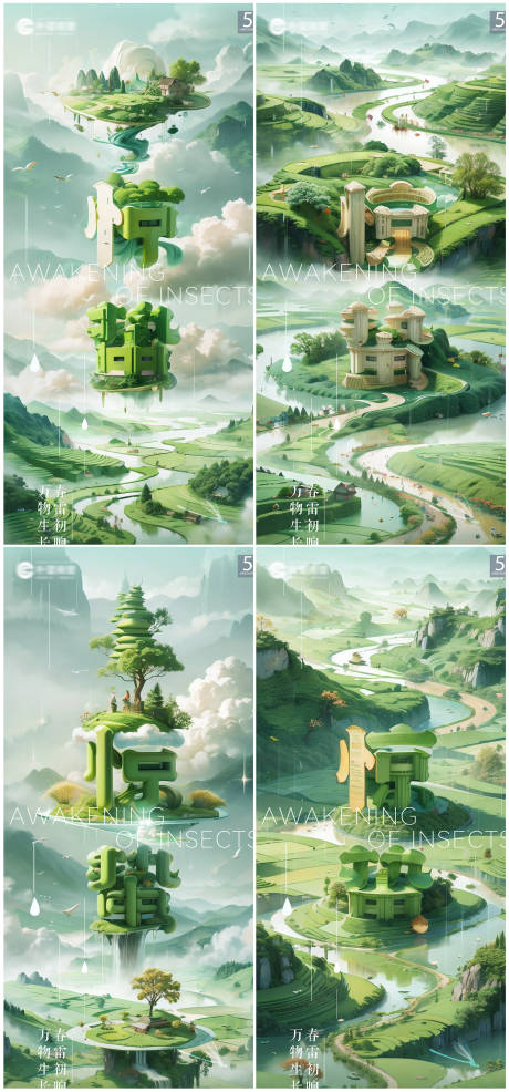 源文件下载【惊蛰新中式调性插画海报】编号：58560028804677044