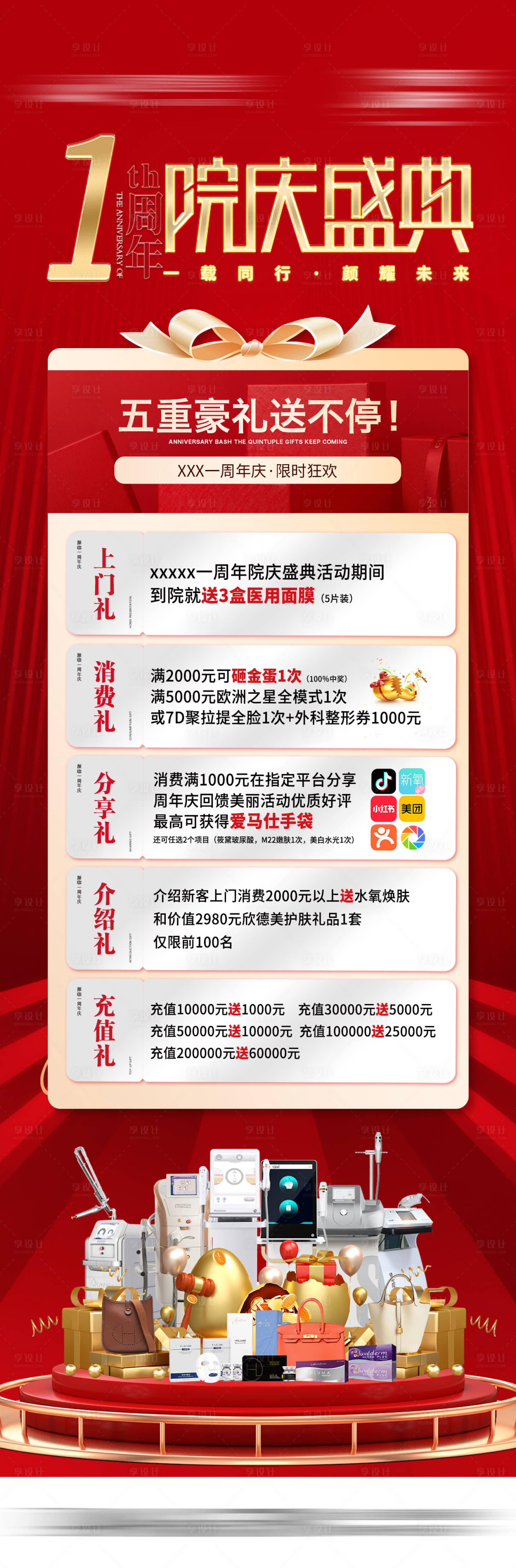 源文件下载【享设计】搜索编号：80770028843935907【1周年庆五大豪礼海报】