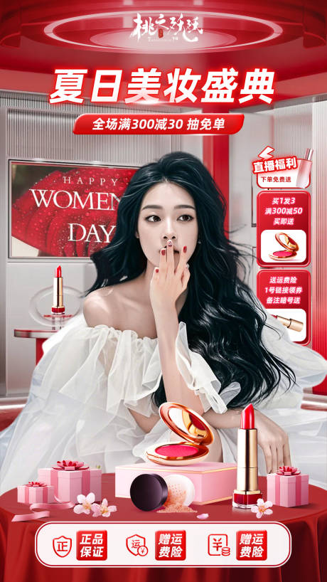 春季美妆直播贴片直播背景