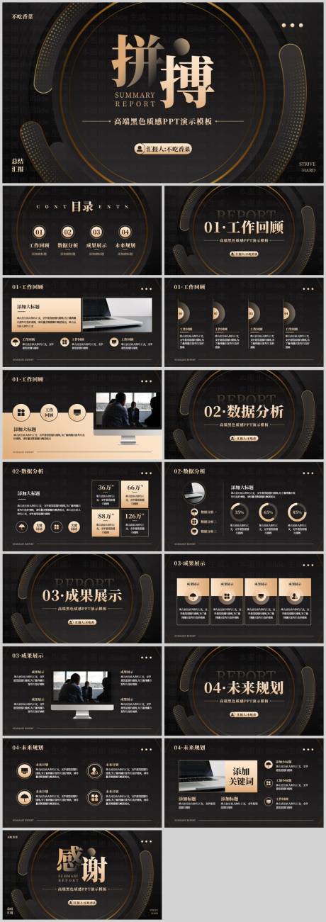 源文件下载【黑金商务风总结汇报模板】编号：61500028840264687