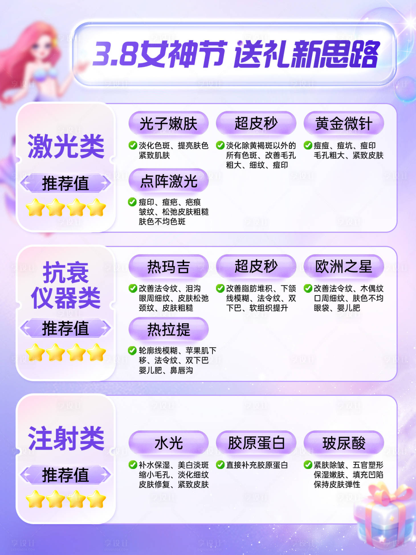 源文件下載【享設計】搜索編號：86730028953324823【醫美女神節送禮海報】