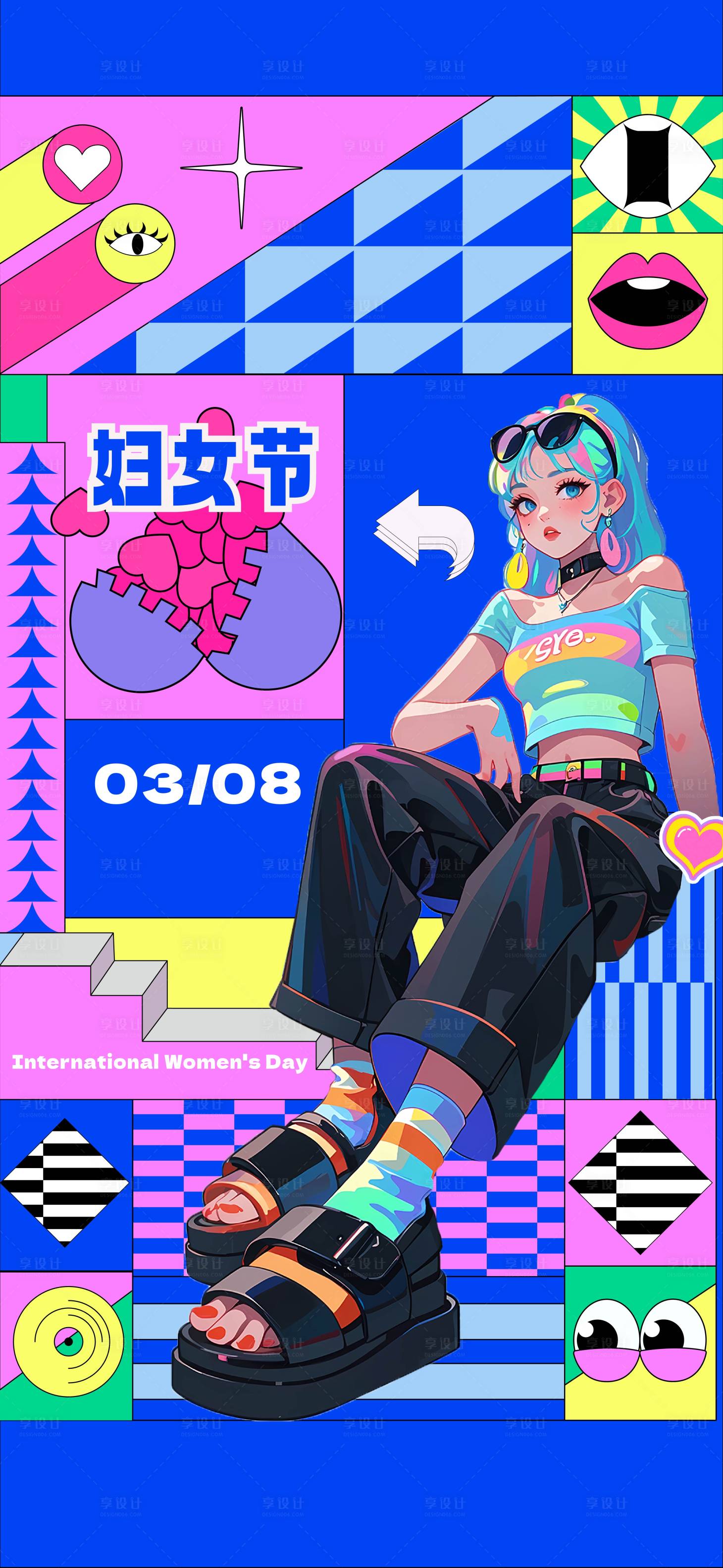 源文件下载【享设计】搜索编号：61490028986703310【潮流妇女节海报】