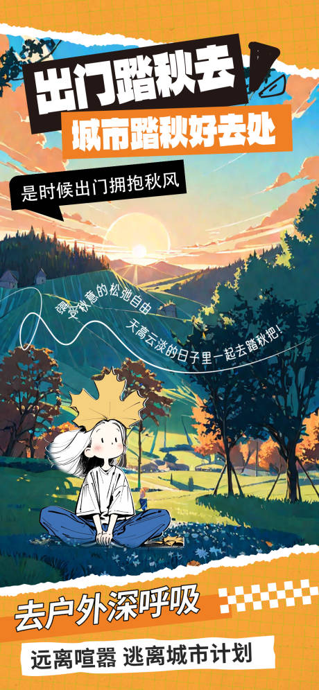 源文件下载【秋游出门踏秋海报】编号：58510028808047387