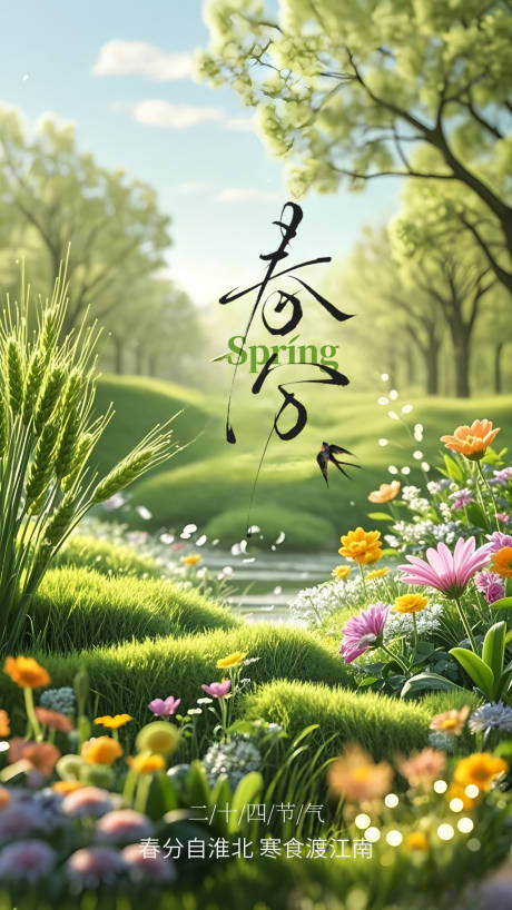 源文件下载【春分节气海报】编号：40980029465779198