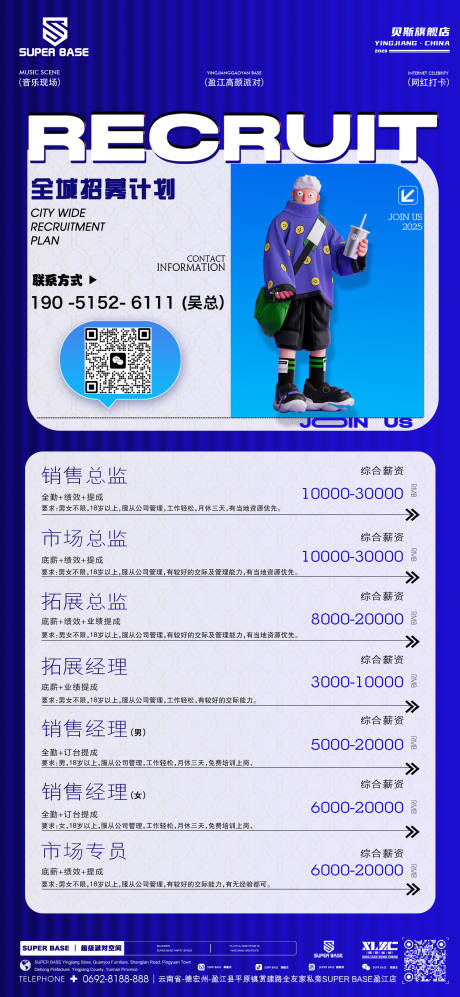 酒吧招聘销售部移动端海报