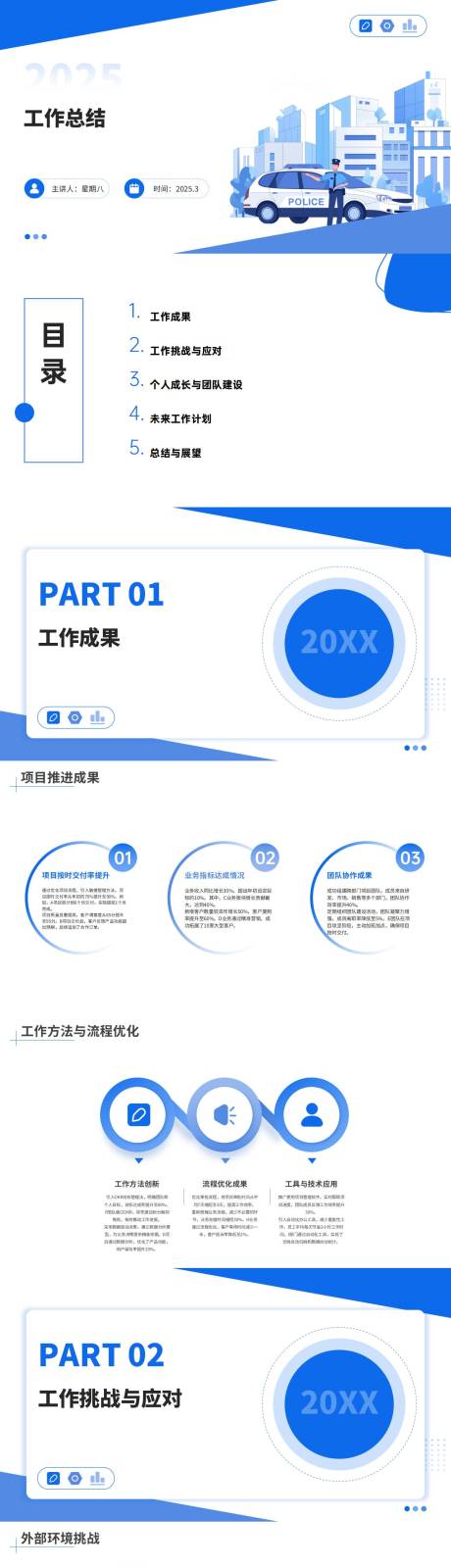 源文件下载【蓝色高级简约工作总结和未来展望PPT】编号：63910029162581964