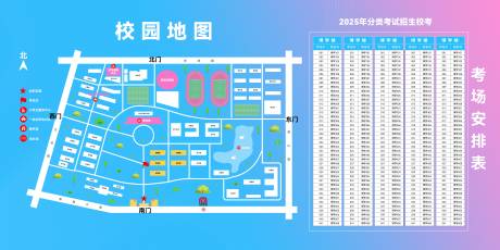 源文件下载【校园插画地图考试指引展板】编号：46340029831285206