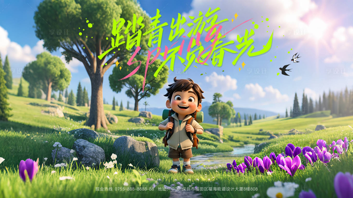 源文件下载【享设计】搜索编号：99050029718144868【踏春出游海报】